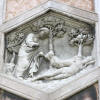 Detail of stone carving from Giotto's Bell Tower in Florance, Italy